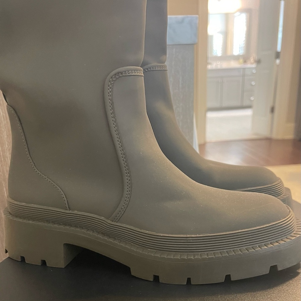 Zara Brown Chunky Lug Sole Heeled Boots